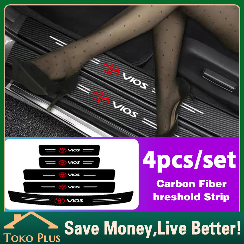 TOYOTA VIOS Carbon 3D Door Sill Plate Guard Pelindung Pijakan Injakan Kaki Pintu Mobil Set Harga 12,000 rupiah*Gratis Ongkir