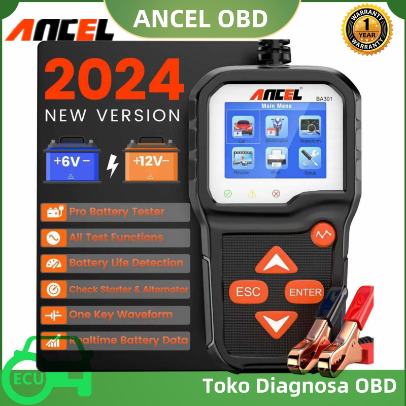 ANCEL BA301 6V 12V Car Battery Tester Battery Health Analyzer Motorcycle Battery Tester One-Click Test 100-2000 CCA Automotive Load Tester Alternator Tester pk KW600 Harga 706,000 Ringgit*Penghantaran Percuma