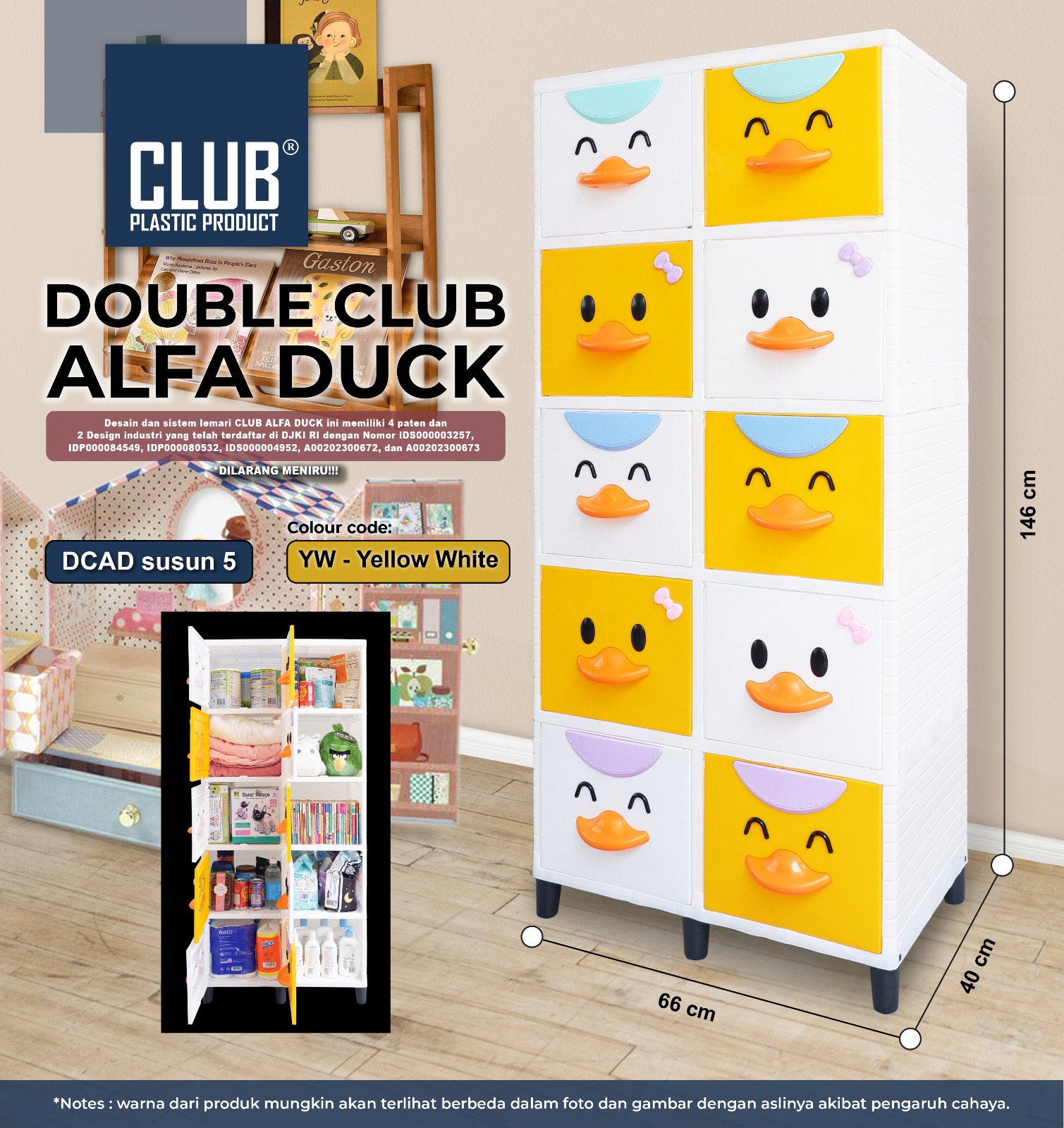 LEMARI PLASTIK CLUB DOUBLE ALFA DUCK BEBEK SERBAGUNA LEMARI PAKAIAN SUSUN  [CLBBOX]