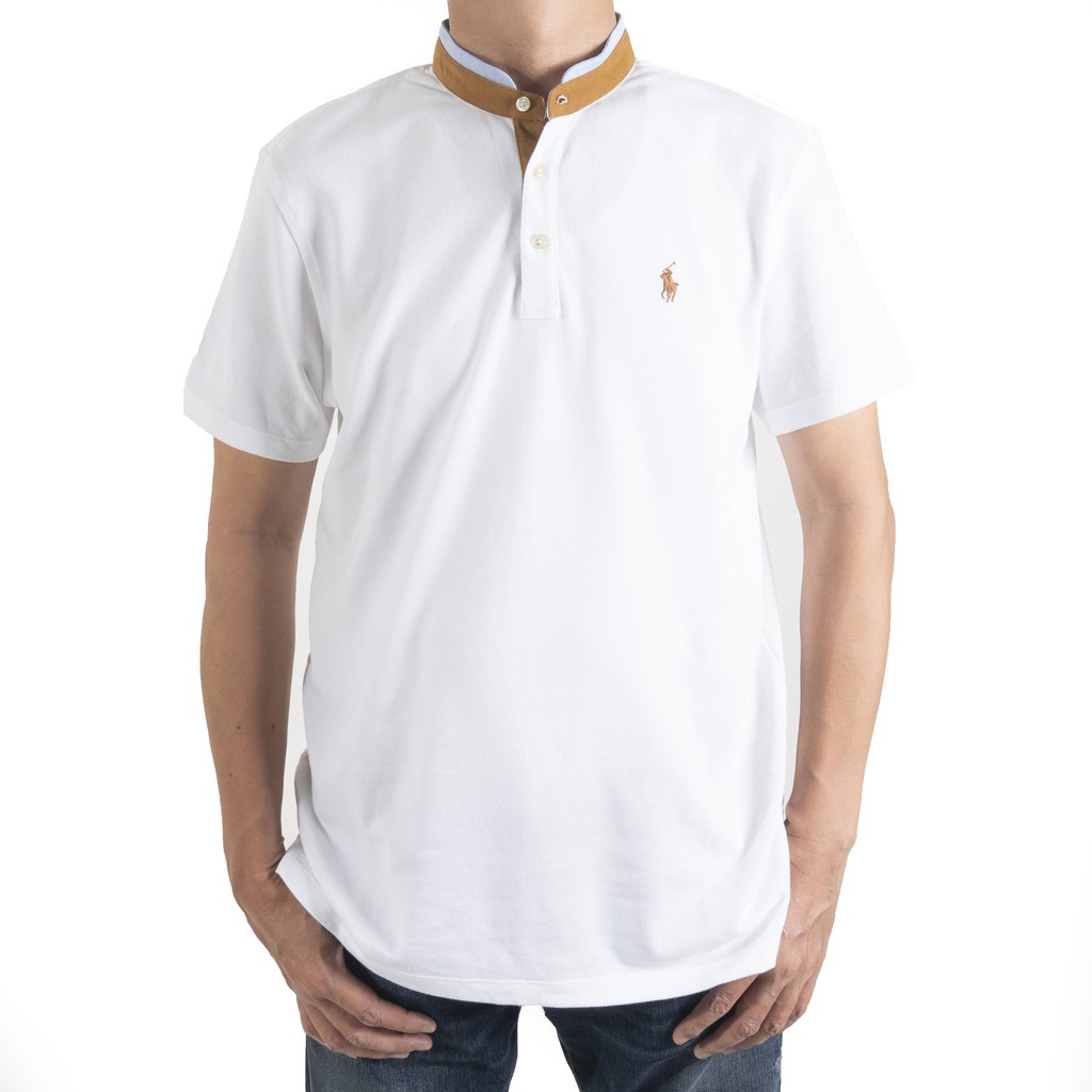 POLO - 7297 Mens Stand Up Collar Shirt - White Harga 199,000 rupiah*Gratis Ongkir