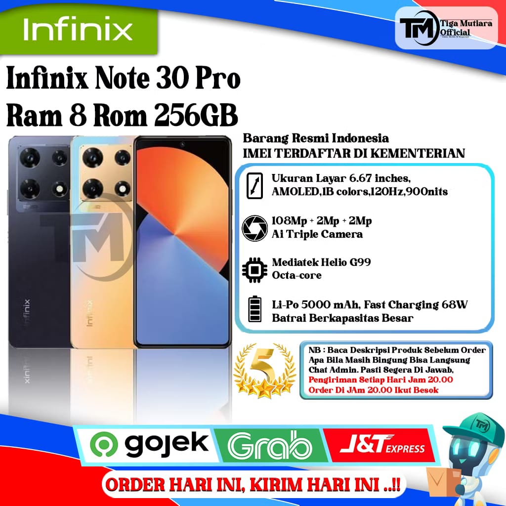 Infinix Note 30 Pro Ram 8 Rom 256GB Giá 2,499,000 Đồng*Miễn phí vận chuyển