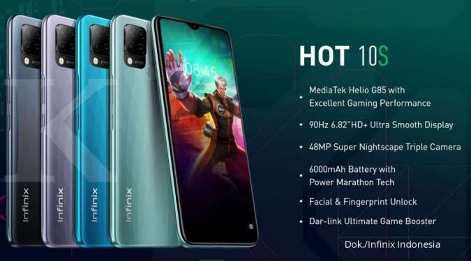 MURAH HOT!! INFINIX HOT 10S / RAM 6GB - INTER 128GB / BERGARANSI Harga  1,600,000 Ringgit*Penghantaran Percuma