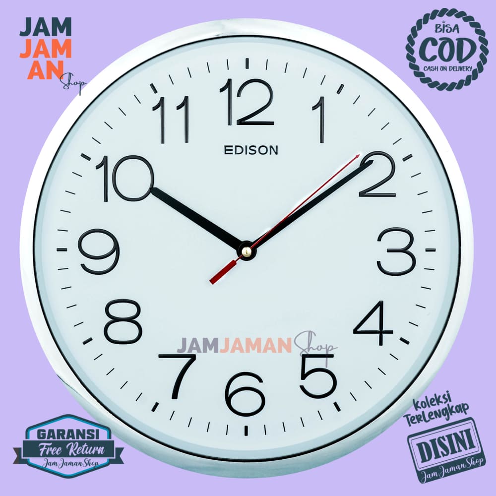Jam Dinding Kantor Polos Minimalis Bagus Hiasan Dinding 31 Cm Garansi Free Return Edison EDW - 28 - TCH