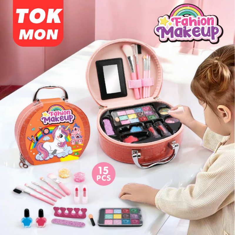 Mainan Kosmetik Anak Perempuan Tidak Beracun Kotak Makeup Lipstik Perona Mata Hadiah Ulang Tahun