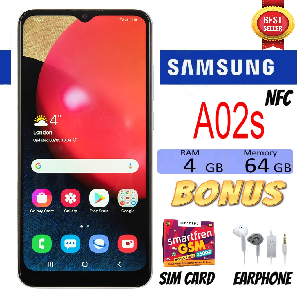 samsung galaxy a02s ram 4/64 gb like new nfc sein - sim card Harga 950,000 rupiah*Gratis Ongkir