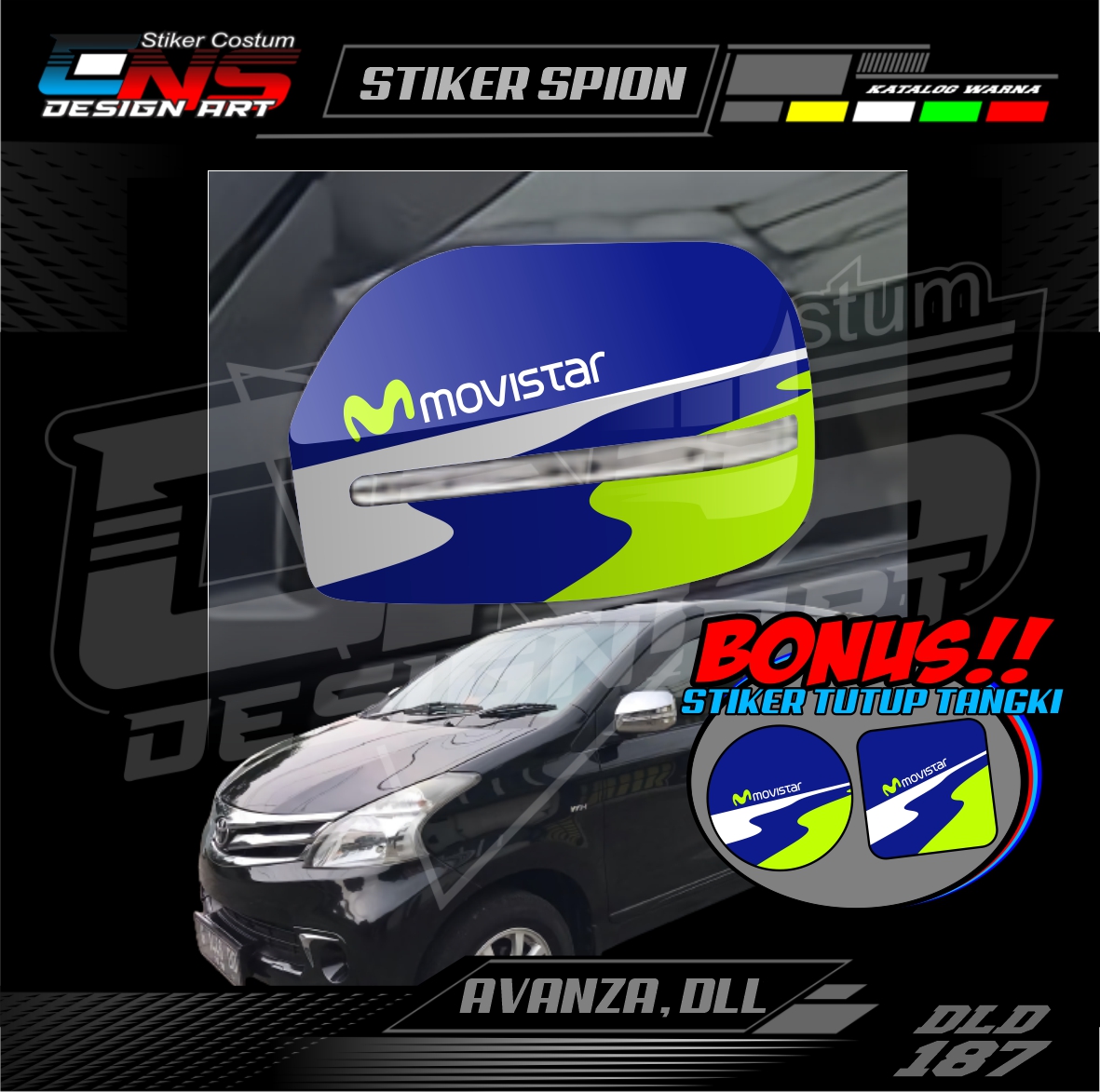 Stiker Spion Mobil Toyota Avanza MOVISTAR Custom Semua Mobil Stiker Spion Pick Up Stiker Print Stiker Vinyl Stiker Kata Keren Stiker Cewek Vector Hijab - Bisa Request Harga 55,900 rupiah*Gratis Ongkir
