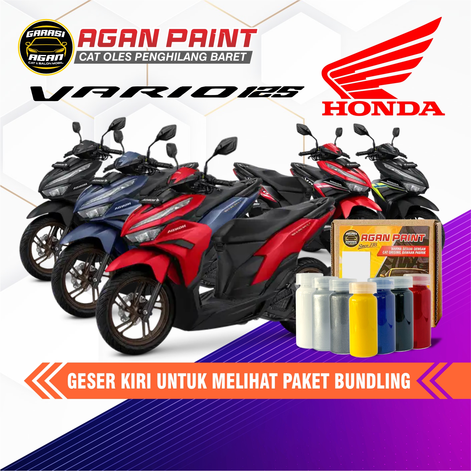 Cat Penghilang Baret VARIO 125 Cat Oles Motor Honda Vario 125 Cat Original Pabrik GARASI AGAN Harga 64,000 rupiah*Gratis Ongkir