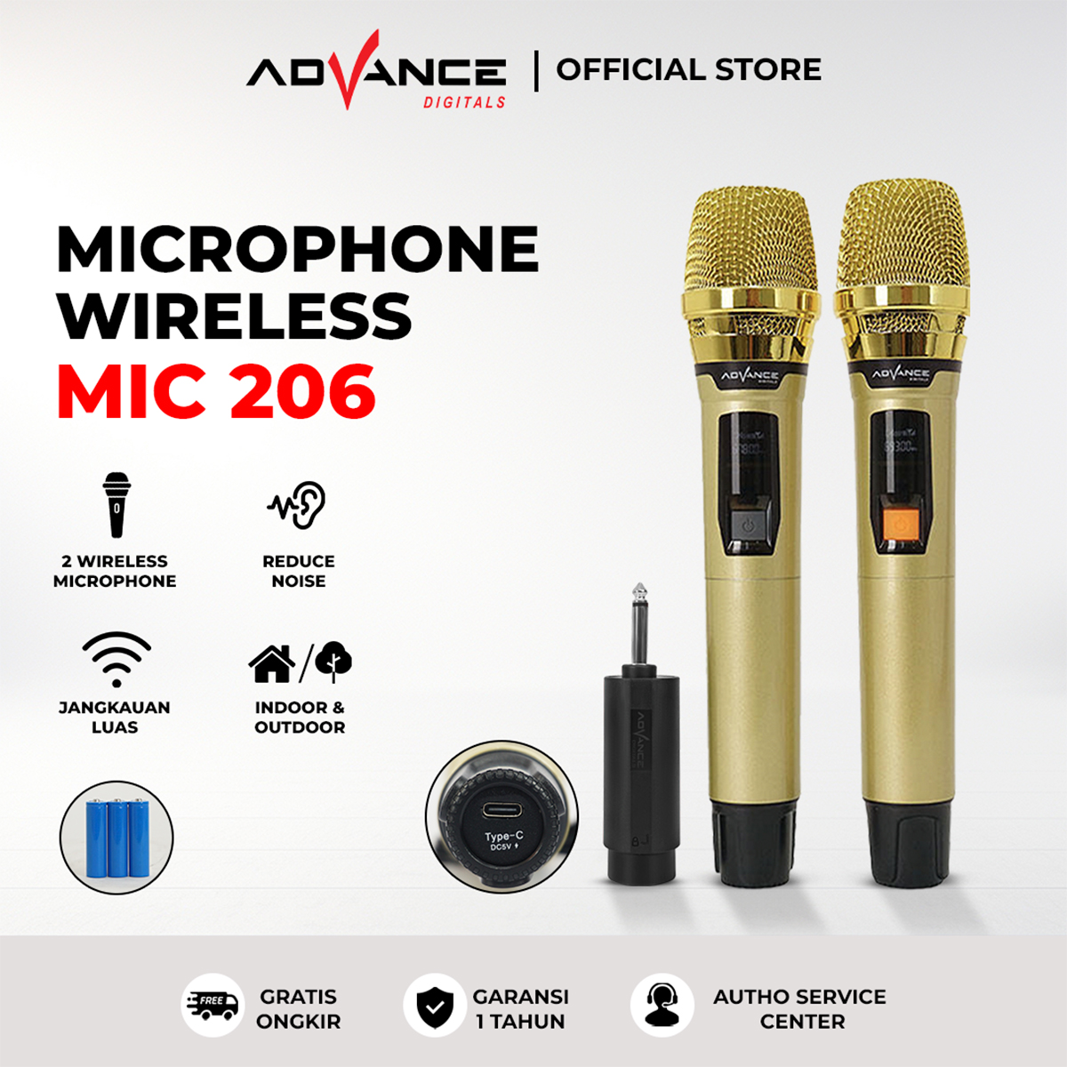 Advance Microphone Double Wireless MIC-206 Batery Recharger Mic 206 Harga 185,000 rupiah*Gratis Ongkir