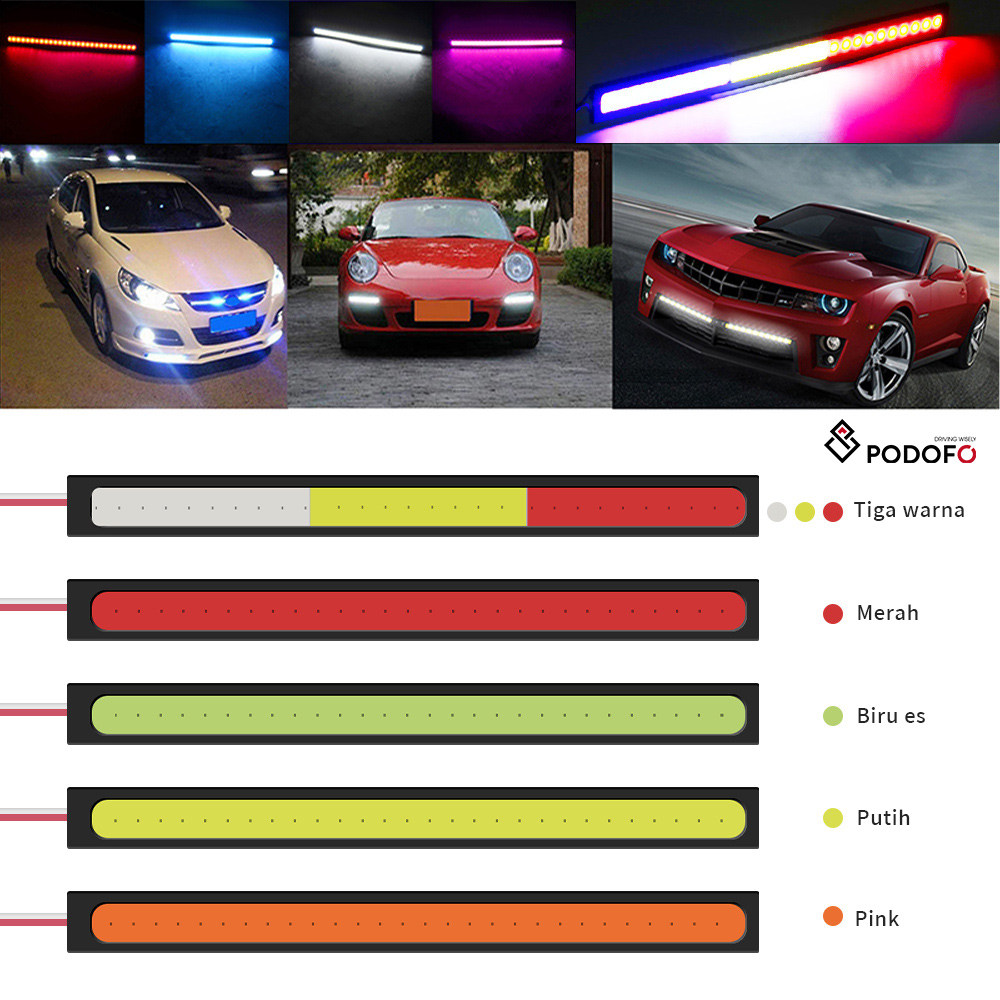 COB daytime running lights 17CM super bright car daytime running lights LED daytime running lights ultra-thin waterproof Harga 2,261 rupiah*Gratis Ongkir
