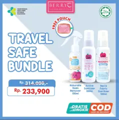 BerryC Travel Safe Bundle 100ml Naturalle Stain Remover + Active Sanitizer + Bed & Fabric Sterilizer