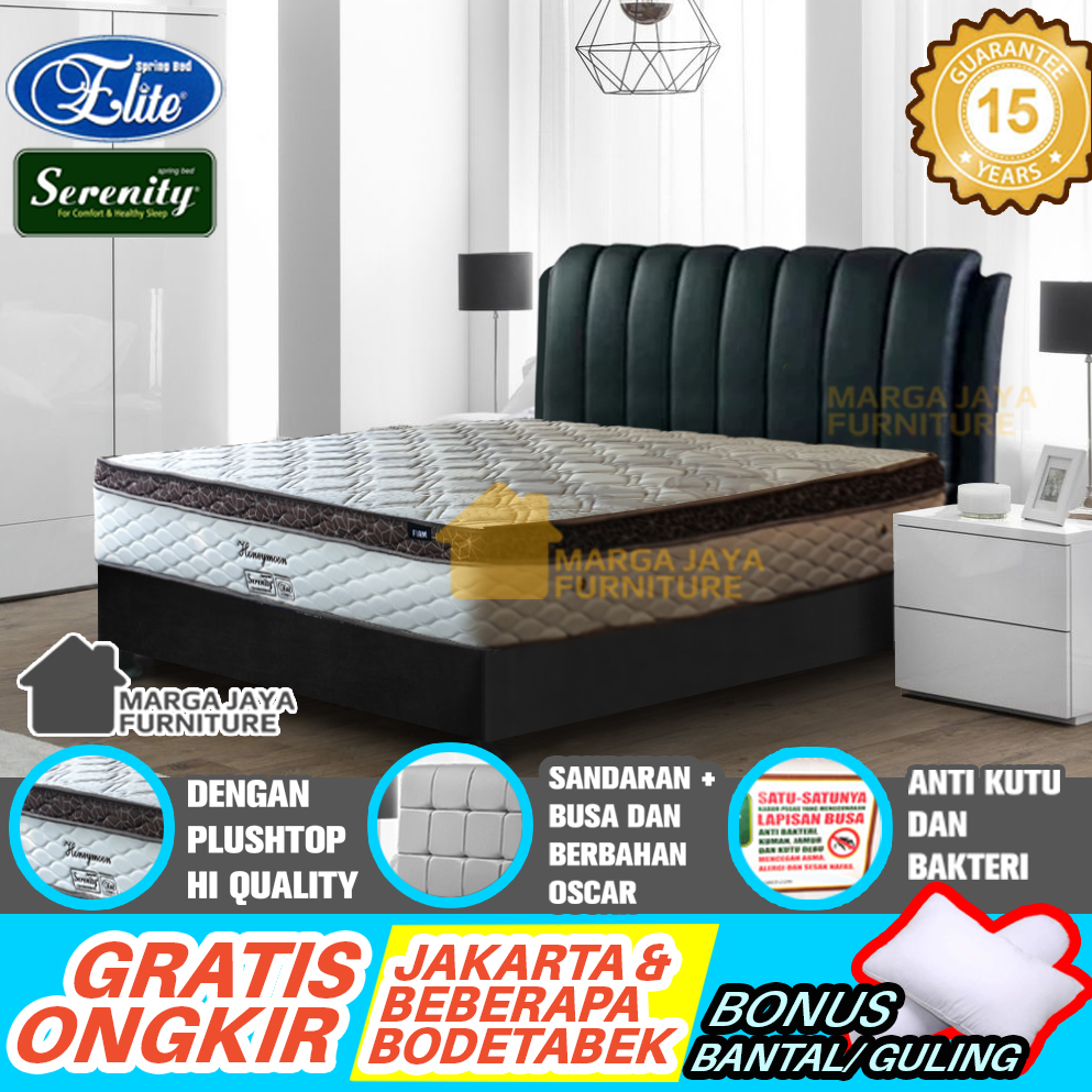 Kasur Spring Bed SET Ranjang Elite serenity plush top Eternity Honeymoon 160x200 cm 160 200 berikut di…