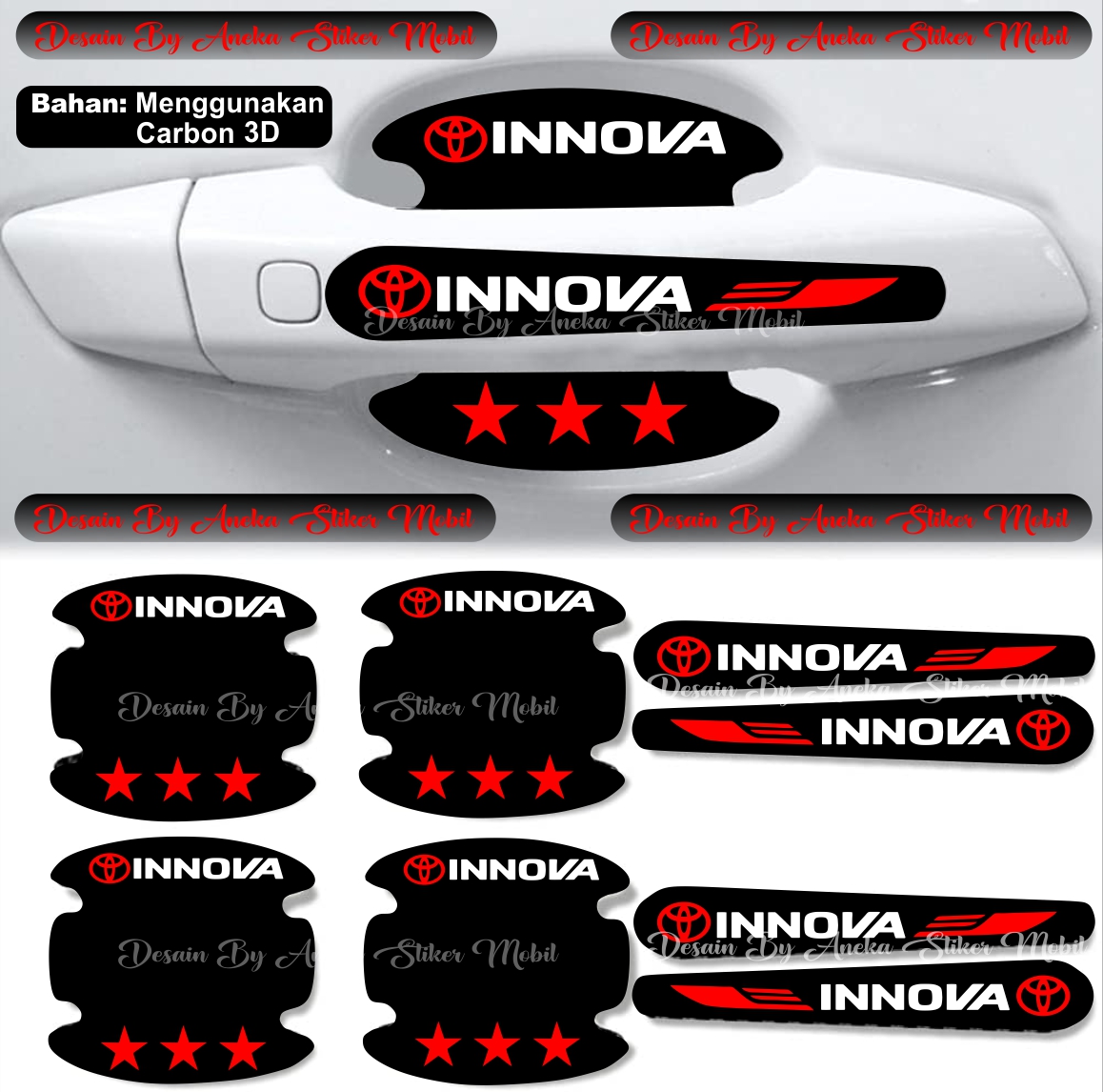 8 Pcs Stiker Pelindung Gagang Pintu Mobil Innova Stiker Handle Mobil Toyota Innova Harga 20,000 rupiah*Gratis Ongkir