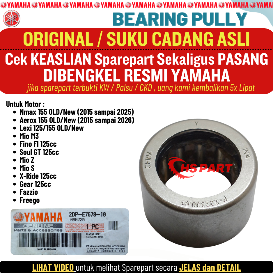 Bearing bamboo Pully Nmax Aerox old new Lexi 125 155 Original Yamaha 100% Harga 55,800 rupiah*Gratis Ongkir