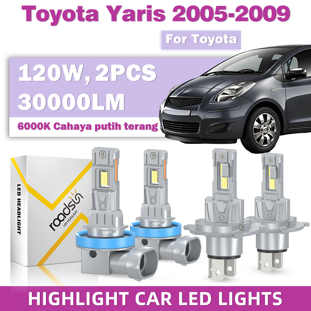 Roadsun 2-Piece H4 H11 Led Headlight Kit Fits 2005-2009 Toyota Yaris Models and Includes High Beam, Low Beam, and Fog Lights; Replaceable Halogen Bulbs; Ultra High Brightness, 6000K Color Temperature. Harga  164,500 Ringgit*Penghantaran Percuma