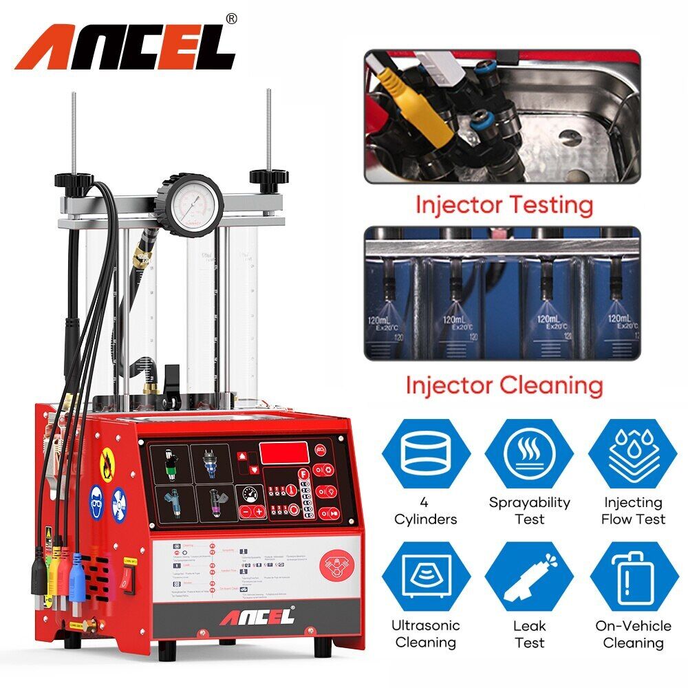 ANCEL AJ400 4-Cylinder 220V Car Fuel Injector Tester Cleaning Machine Heating Cleaning & Tester Ultrasonic Cleaner Tools Harga 4,350,000 rupiah*Gratis Ongkir