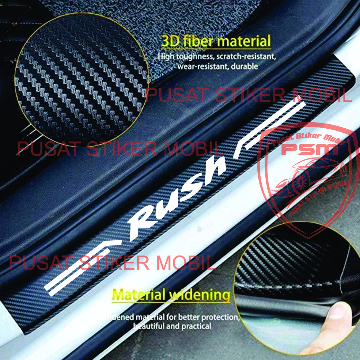 NEW 4pcs sticker karbon mobil rush stiker karbon 3d pijakan kaki mobil toyota rush Harga 27,500 rupiah*Gratis Ongkir