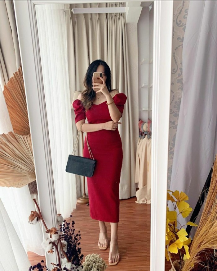 IVARA SLIM MIDI DRESS / DRESS WANITA 