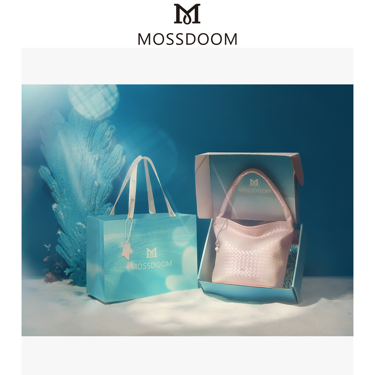 Mossdoom hampers set Lumira bag simple style luxury weave tote bag