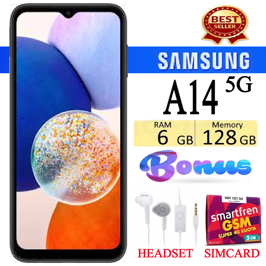 SAMSUNG GALAXY A14 5G RAM 6/128 GB FULLSET Bergaransi - PROMO Harga  1,650,000 Ringgit*Penghantaran Percuma