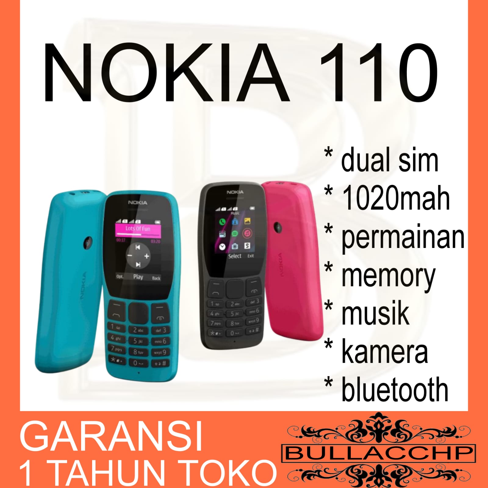 Hp Nokia 110 2019 (New) [1 Year Warranty] Camera, Mp3, Music, Radio, Memory Slot, Dual Sim | Durable Giá 116,900 Đồng*Miễn phí vận chuyển