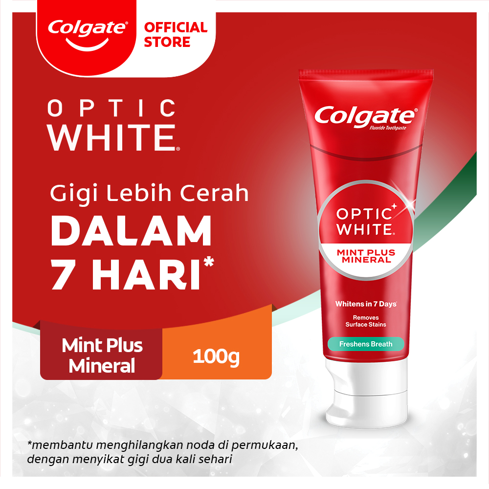 Colgate Optic White Sparkling White Mint Plus Mineral Toothpaste/Pasta Gigi 100 gr