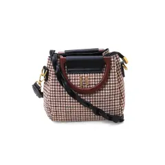 Hamlin Eilaria Tas Selempang Wanita with Pouch Hand Bag Mini Plaid Motive Material Leather ORIGINAL - Black