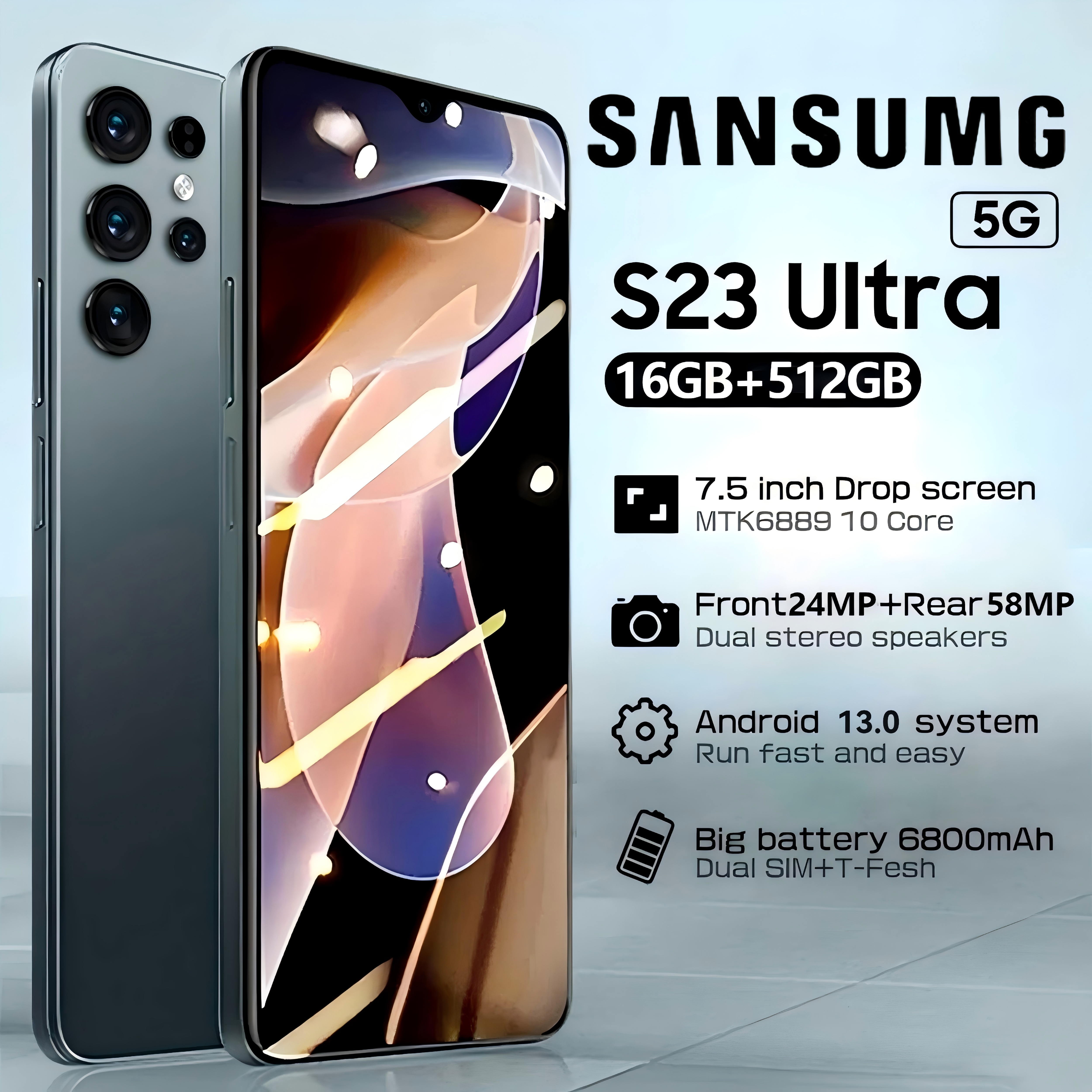 【Can co】new HP sansumg Galaxy S23 ultra 5G 16ram + 512rom Android 12 HD camera dual SIM 7.5inch mobile phone 7000mAh big battery cheap original HP big sale products phone official original smartphone Giá 949,000 Đồng*Miễn phí vận chuyển