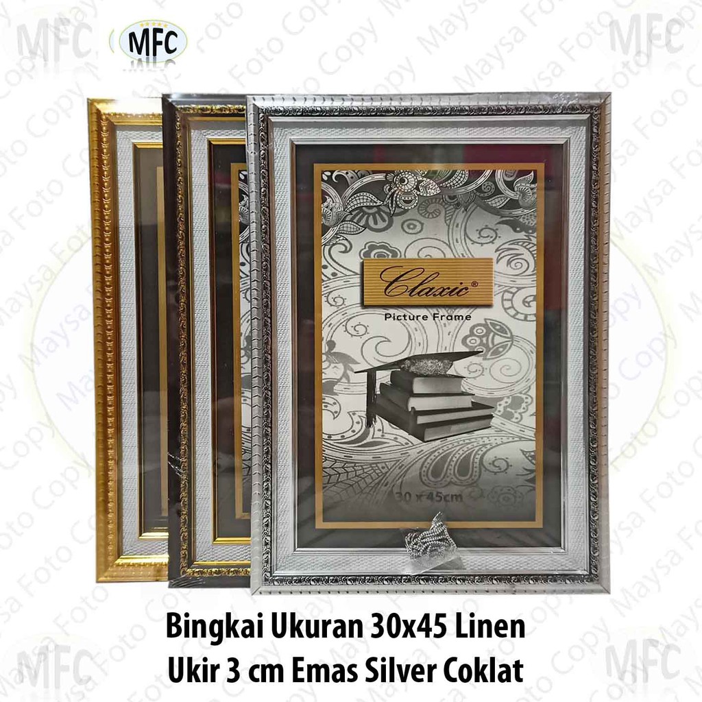 Bingkai Foto A3 Plus 30x45 Linen Ukir 3cm Emas silver Coklat