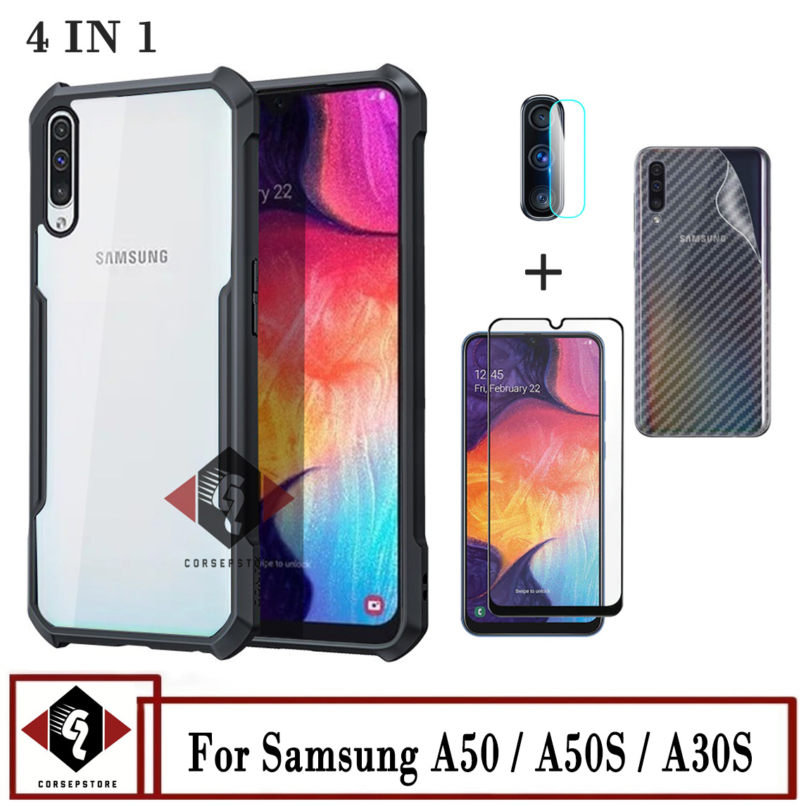 Paket 4in1 Casing Samsung A50S A30S A50 SoftCase Bonus