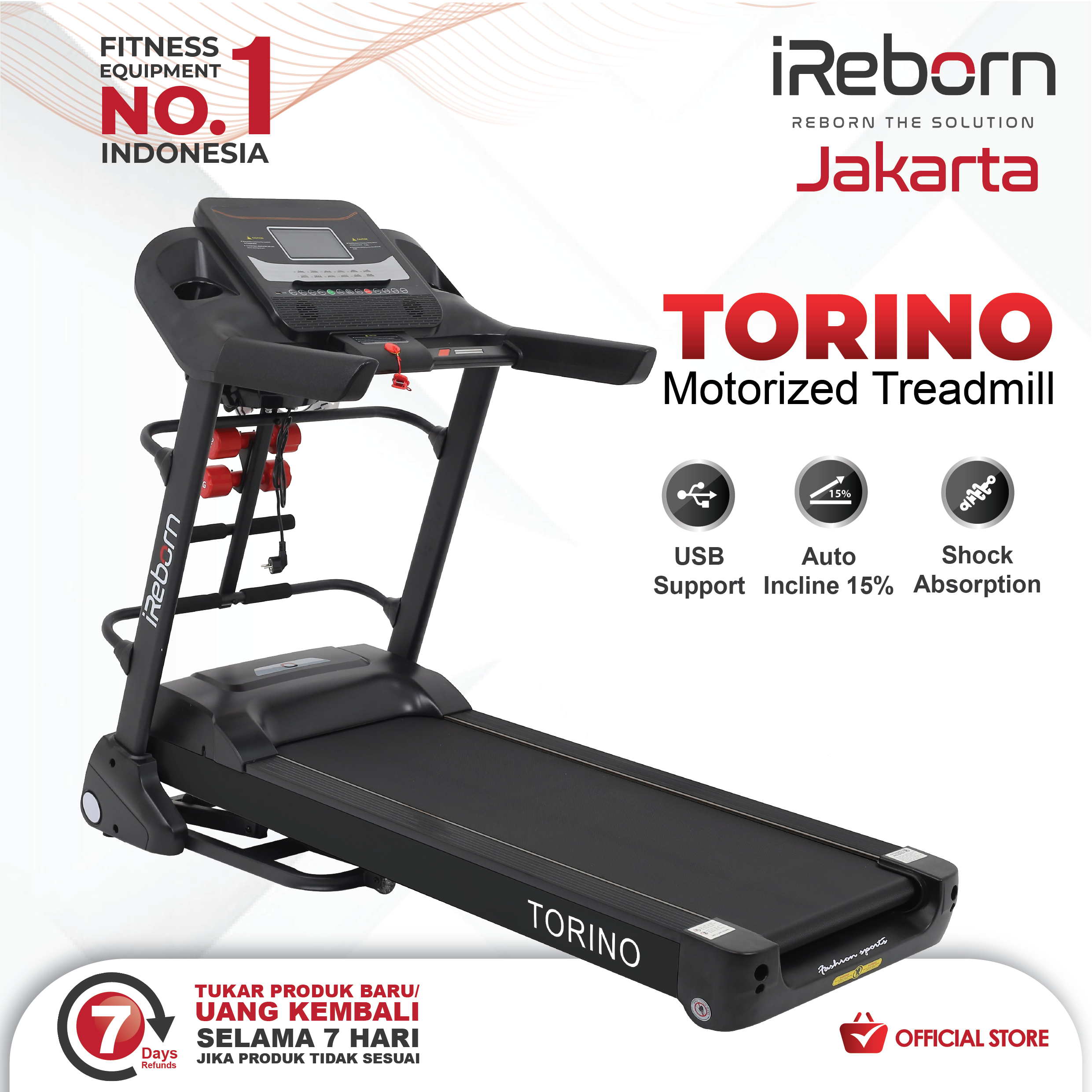 Alat Fitness Olahraga Treadmill Elektrik iReborn Paris Mesin Dan