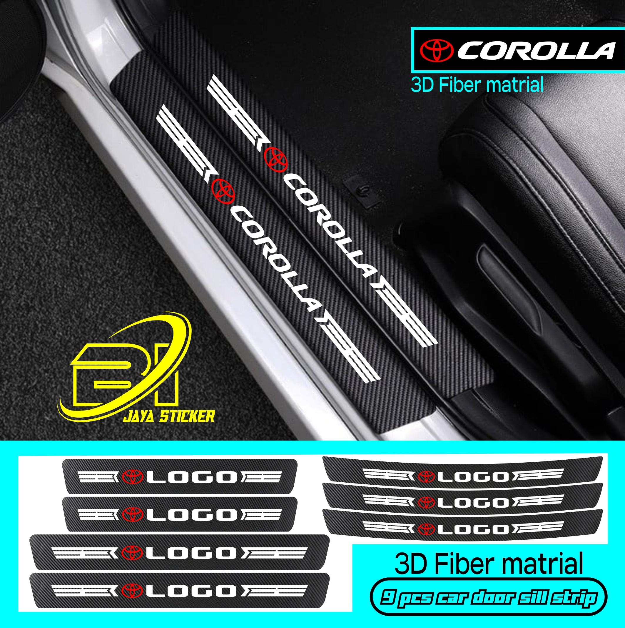 9pcs stiker carbon 3d toyota corolla cutting stiker pelindung pintu mobil dari pijakan kaki Giá 30,000 Đồng*Miễn phí vận chuyển