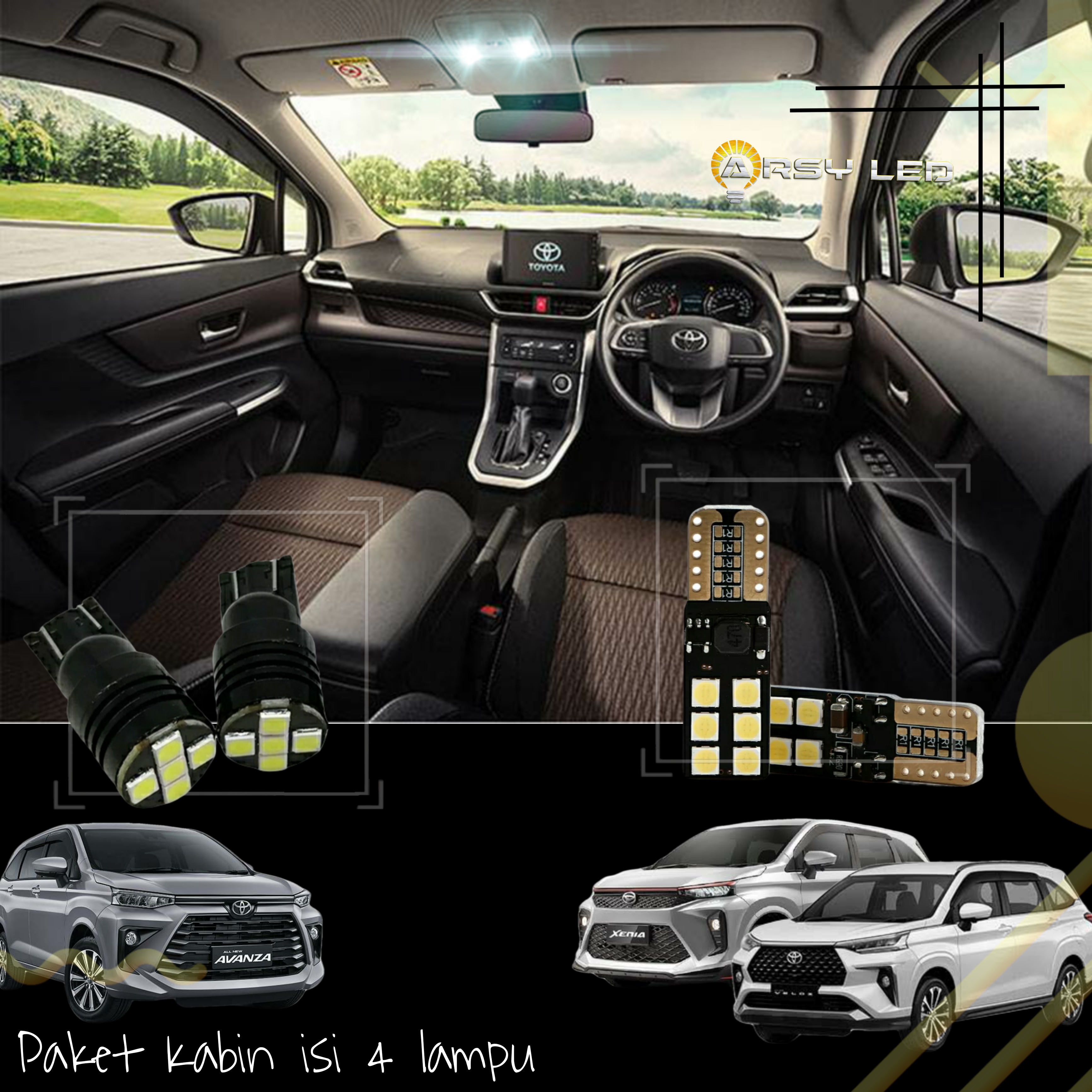 ARSYLED Lampu LED Kabin Plafon Mobil All New Avanza Xenia Veloz (Penggerak Depan) Super Terang isi 4 Buah Harga 87,500 rupiah*Gratis Ongkir