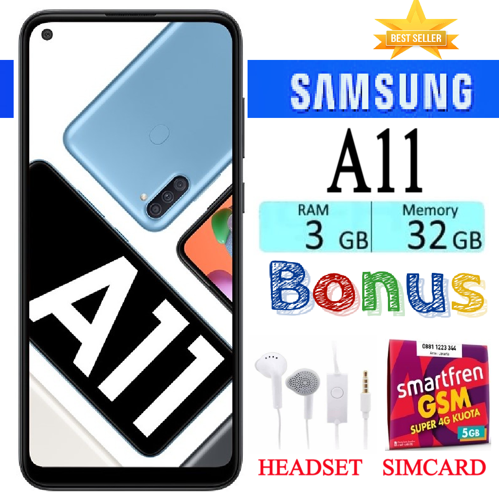 Samsung Galaxy A11 Ram 3/32 Gb Fullset Guaranteed - Free Simcard Promo Harga 1,000,000 rupiah*Gratis Ongkir