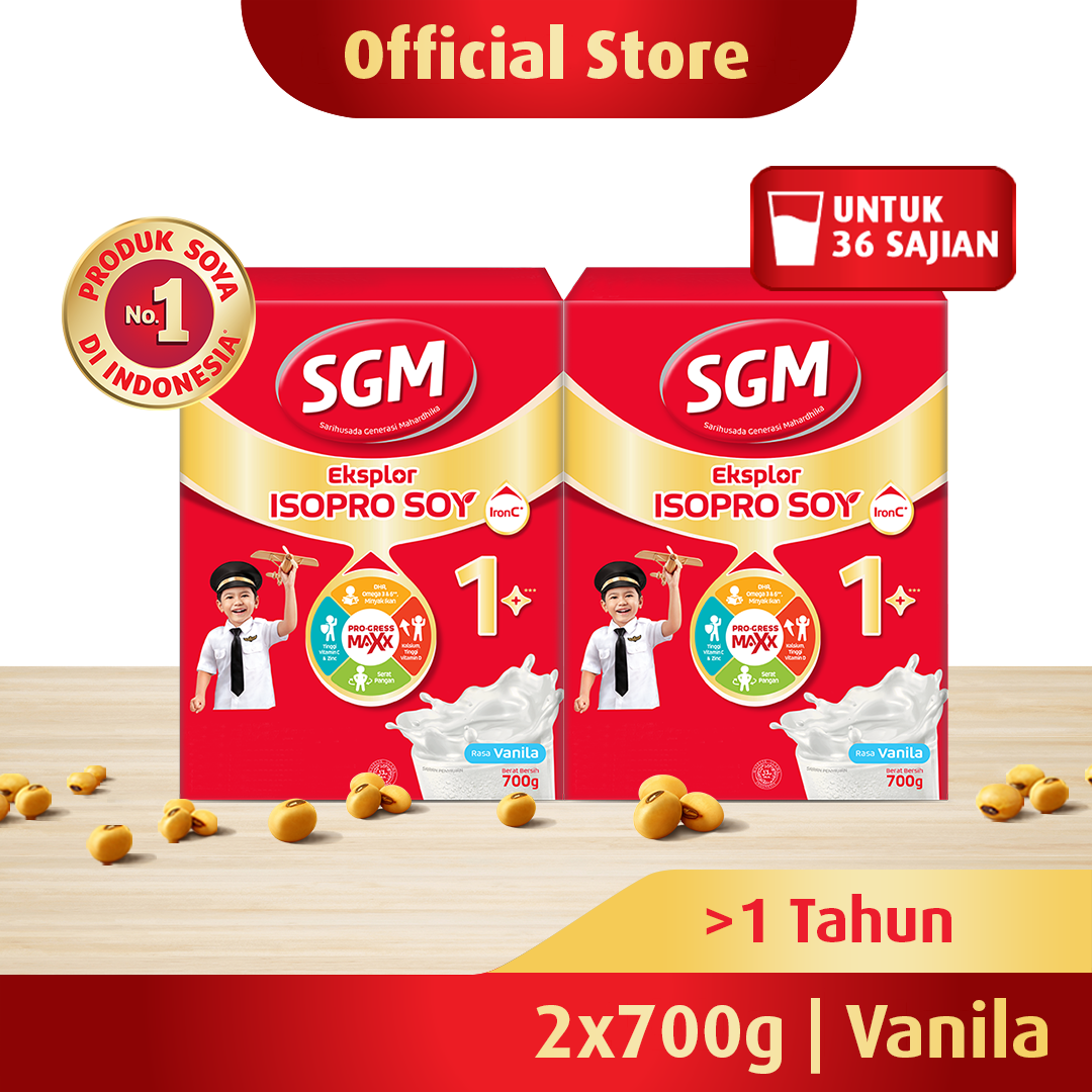 SGM Eksplor Isopro Soy 1+ Vanila Susu Pertumbuhan 700gr x2 Harga  193,500 rupiah*Gratis Ongkir