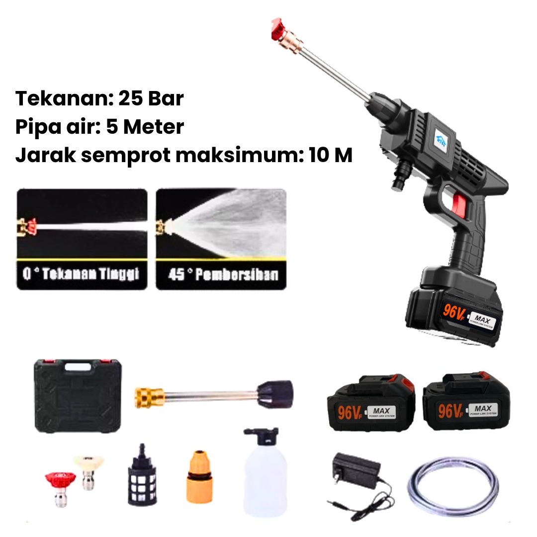 Jet Cleaner Motorcycle Washing Tool 96Vf Battery Steam Power Sprayer Machine Cheapest Portable Car and Motorcycle Multi-Purpose Electronic Cleaning Spray Tool Harga  138,000 rupiah*Gratis Ongkir