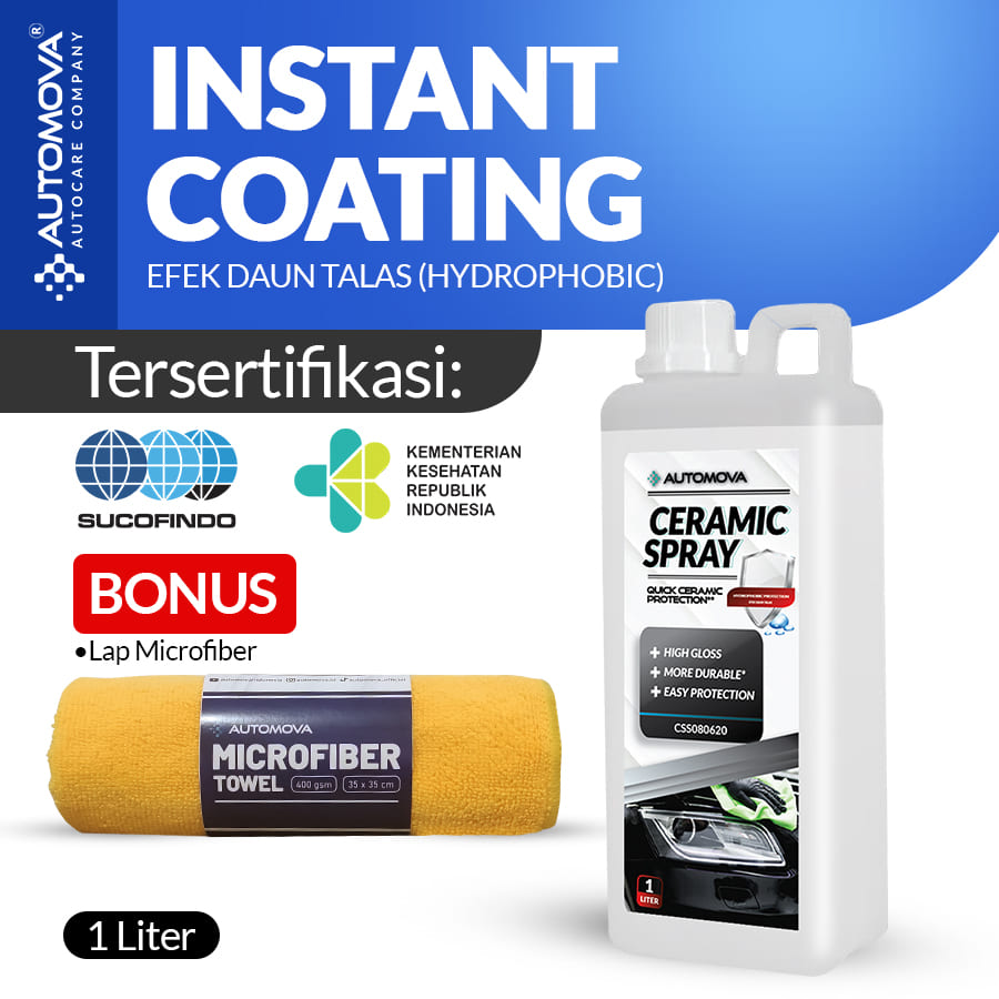 Automova Ceramic Spray Pengkilap Body Mobil Dan Motor Efek Daun Talas Semi Coating 1 Liter Harga 228,000 rupiah*Gratis Ongkir