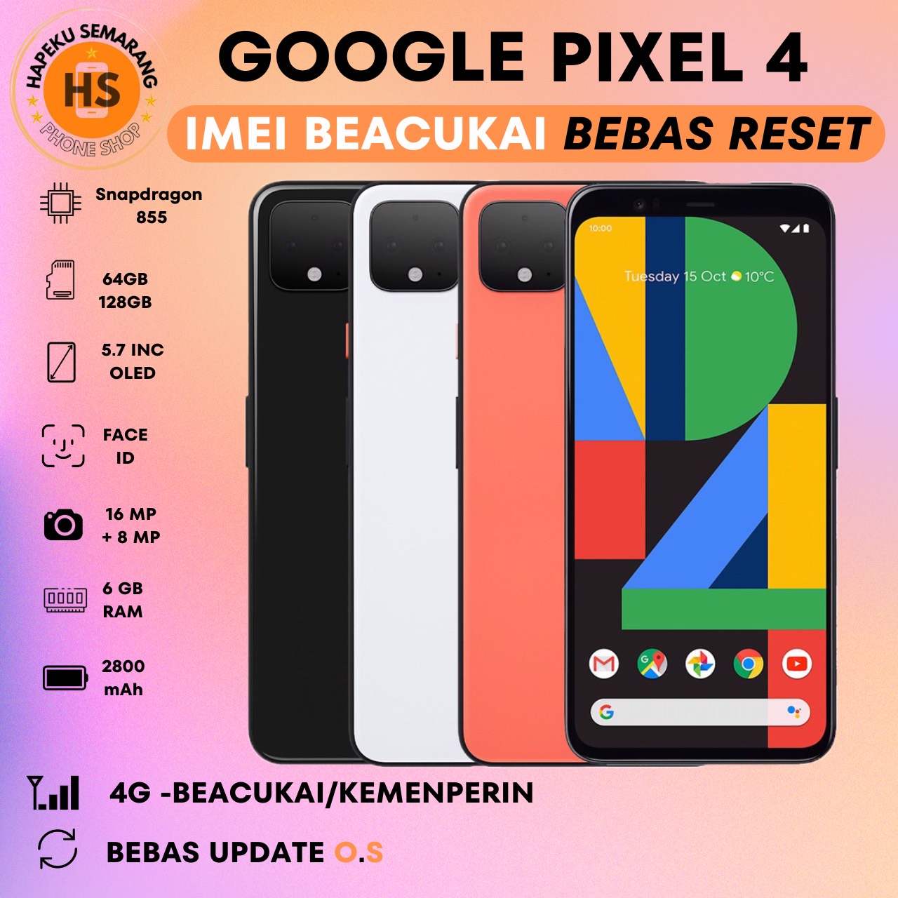 121100A Google Pixel 4XL 64GB SIMフリーSIMフリー 本体 Google pixel 