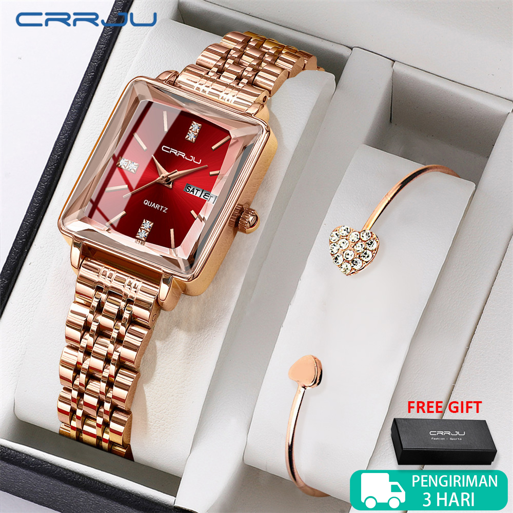CRRJU Jam Tangan Wanita Baru Original Anti Air Tali Stainless Steel Jam Kuarsa Santai Mewah 5012 - Merek CRRJU Harga 189,000 rupiah*Gratis Ongkir