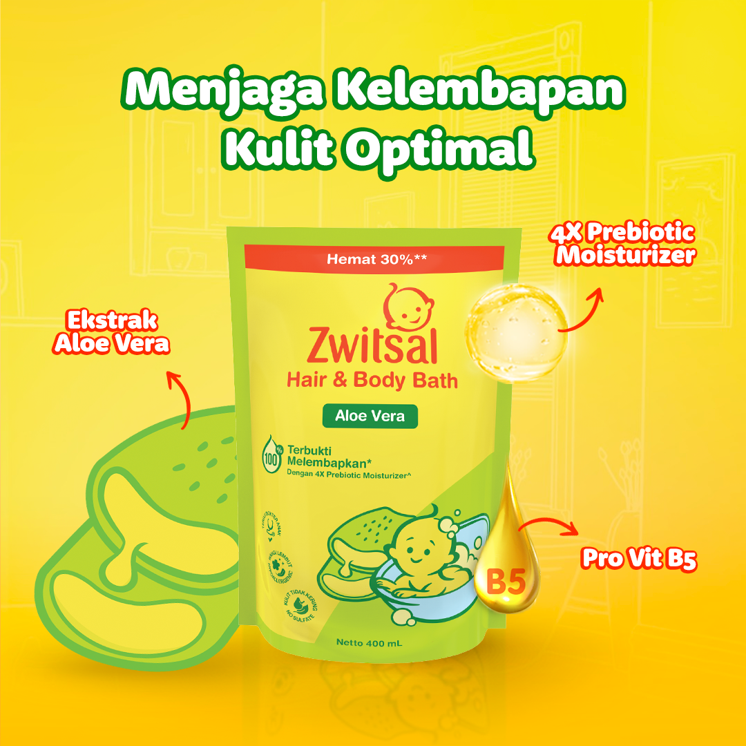 Zwitsal Baby Bath Hair and Body Aloe Vera 400ml Twinpack Harga 48,700 rupiah*Gratis Ongkir