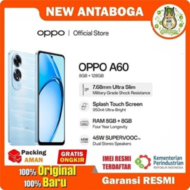 Oppo A60 8/128 & 8/256 GB Garansi Resmi Harga  2,655,000 Ringgit*Penghantaran Percuma