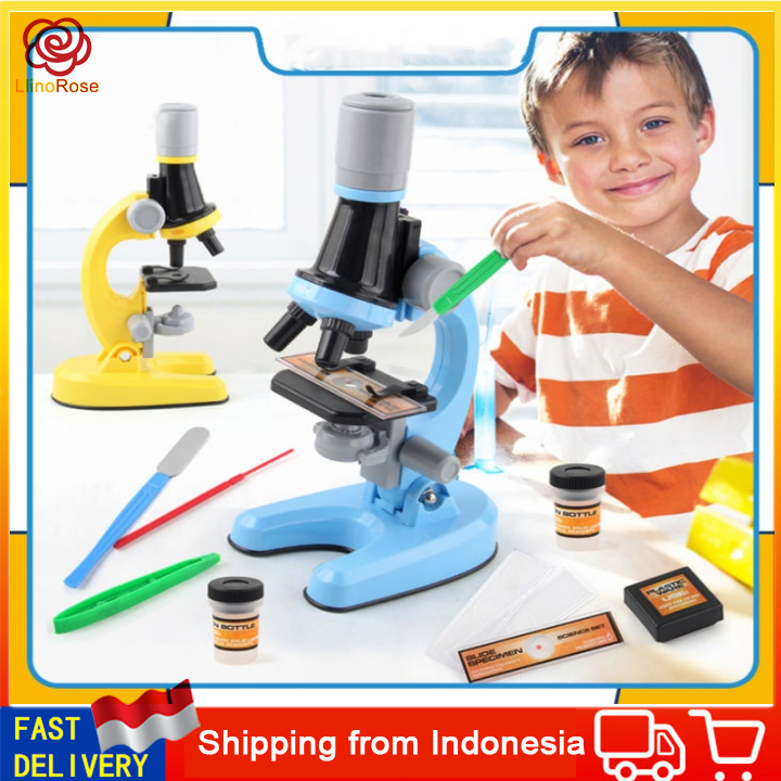Llinorose 1200x microscope kit lab homeschool science educational toys for kids hadiah