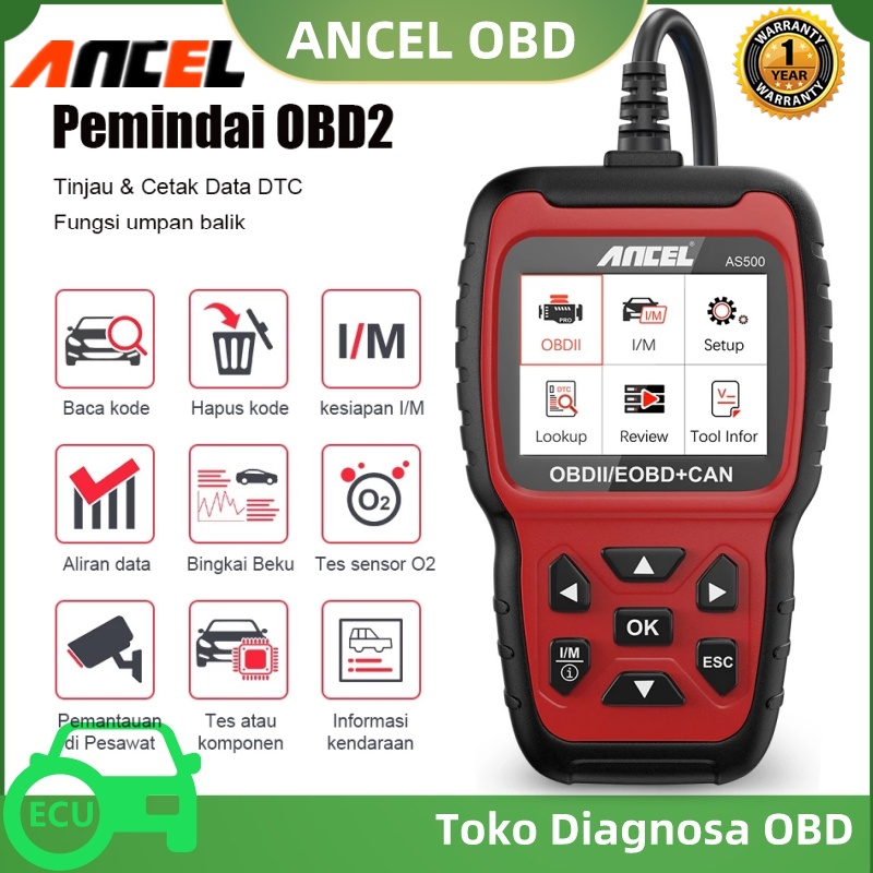 ANCEL AS500 OBD2 Scanner Check Engine Clean Code Reader Scan Tool Oxygen Sensor ODB2 Scanner Car Fault Diagnostic Tool Automotive Scanner ECU Scanner For All Universal Cars PK ELM327 AD310 Harga 613,000 Ringgit*Penghantaran Percuma