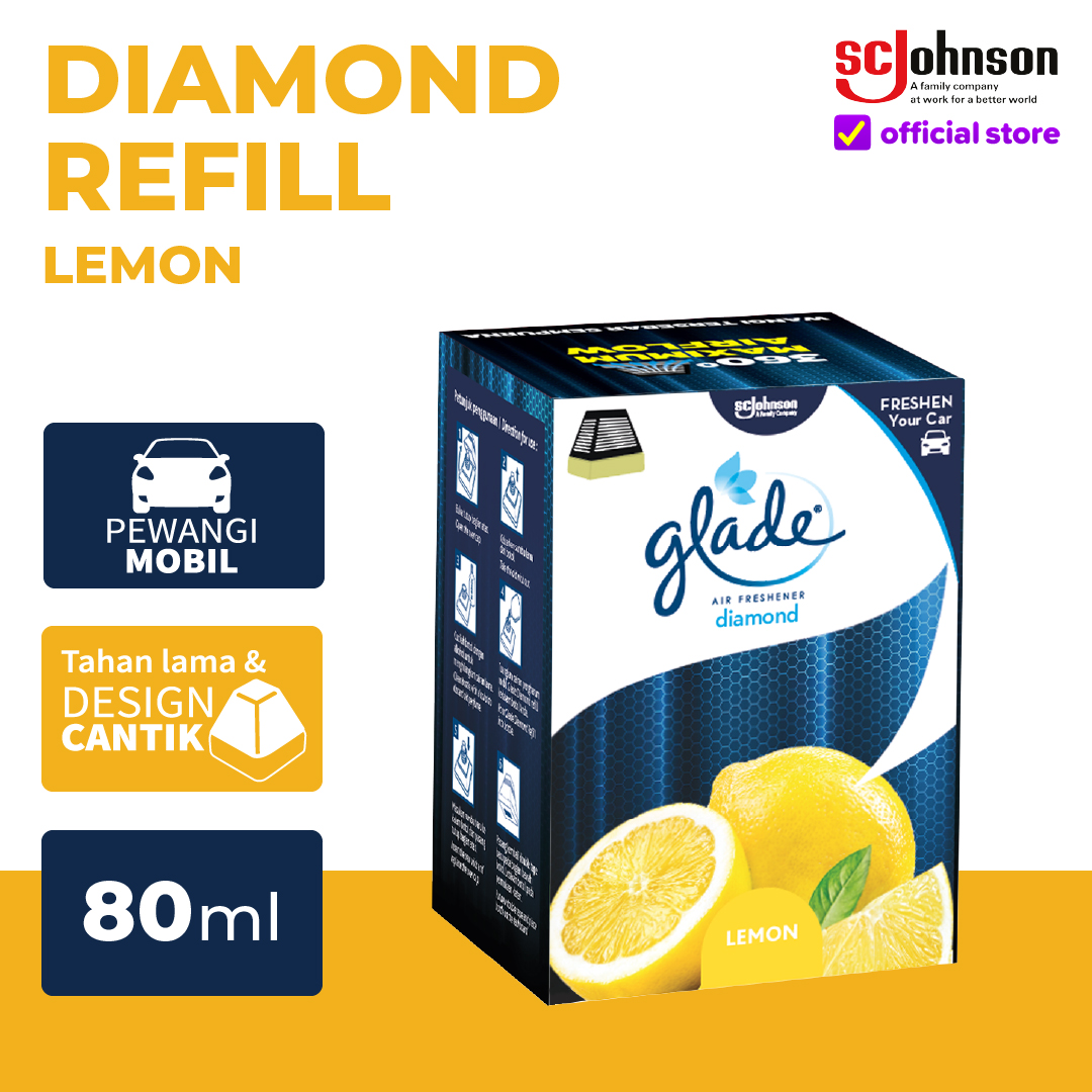Glade Diamond Car Freshener - Lemon Refill 80ml Harga 23,660 rupiah*Gratis Ongkir