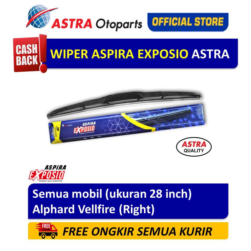 Wiper Blade Hybrid Graphite ASPIRA EXPOSIO Alphard, Vellfire ukuran 28 (AE-WBHG28H) Harga 135,000 rupiah*Gratis Ongkir