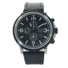 Alexandre Christie Jam Tangan Pria - Black Silver White - Leather Strap - 6430 MCLTBBA