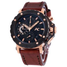 Alexandre Christie - Jam Tangan Pria - Tali Kulit - 9205 Rosegold