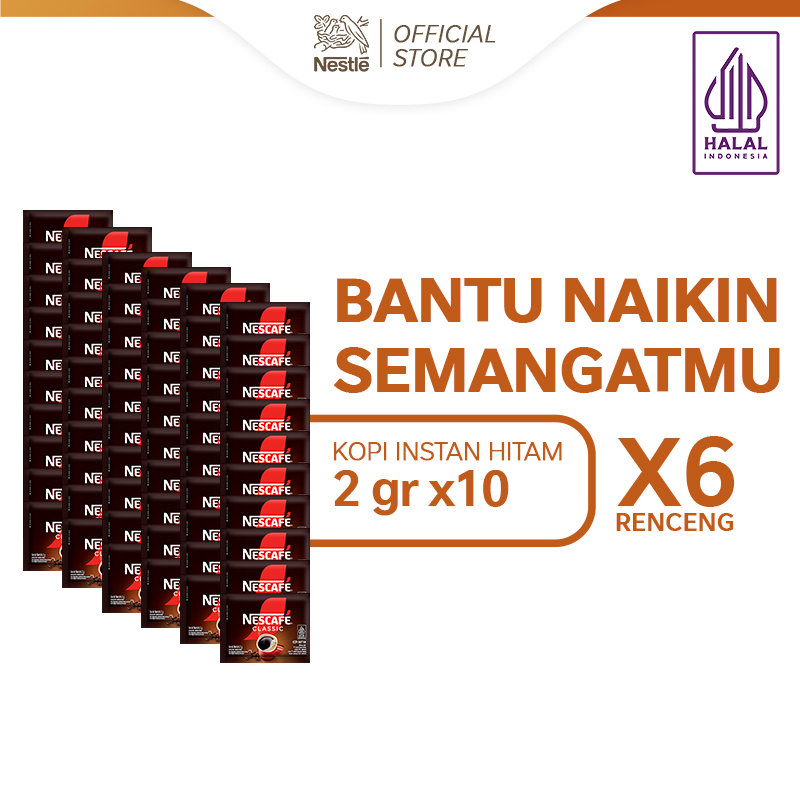 NESCAFE CLASSIC Kopi Instan Kopi Hitam 10x2gr x6 [Renceng] Harga  69,571 rupiah*Gratis Ongkir