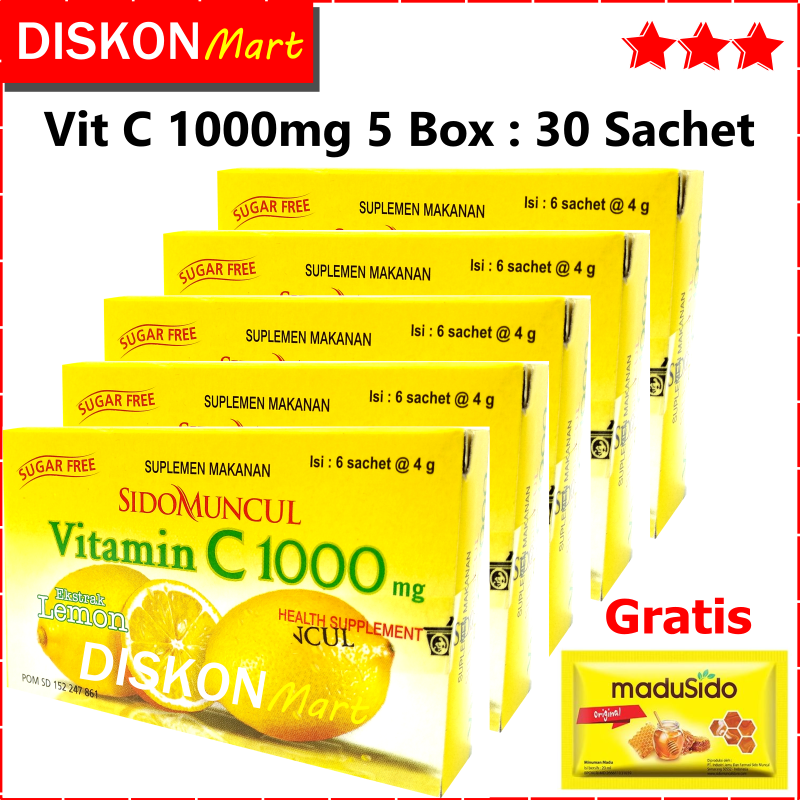 Vitamin C 1000 Mg Sidomuncul 5 Box 30 Sachet Minuman Suplemen Vitamin C Daya Tahan Tubuh Imunitas Imun Anak Dan Dewasa Vit C 1000mg Obat Fitamin Pitamin Lazada Indonesia