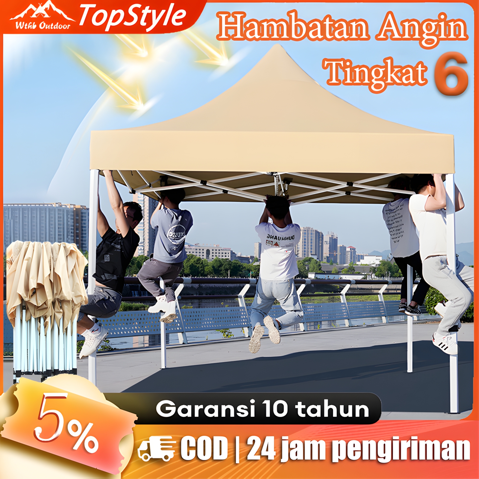 【Delivery from Surabaya】3X3 Folding Tent Bazar Tent 1300D Outdoor Gazebo Tent Blue and Red Sales Tent Harga 520,336 rupiah*Gratis Ongkir