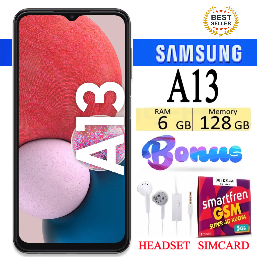 HP Samsung Galaxy A13 Ram 6/128 GB fullset warranty-promo Harga 1,413,750 rupiah*Gratis Ongkir